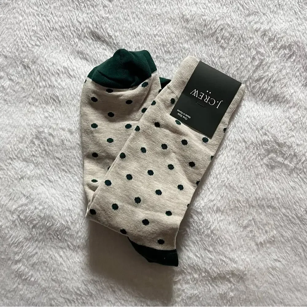 J.Crew Men’s Gray and Green Dot Socks NWT OS